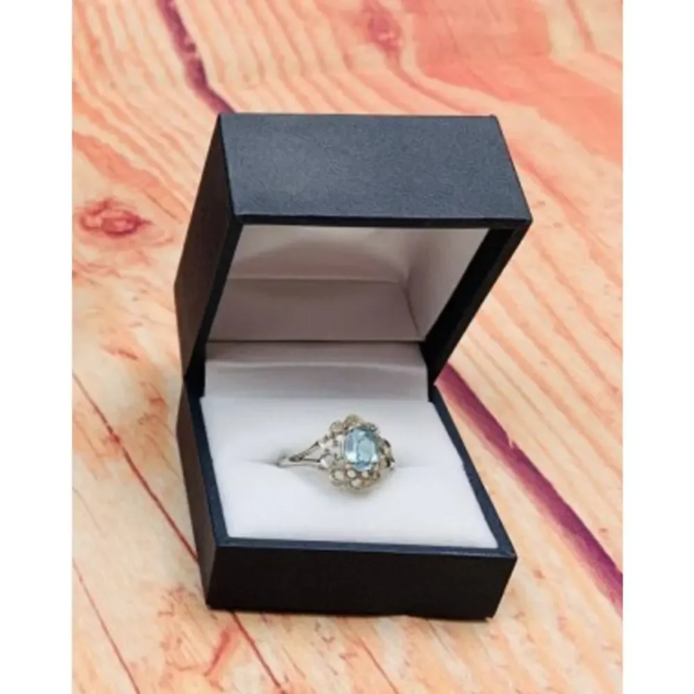 925 Sterling Silver Topaz Ring Size 7.5